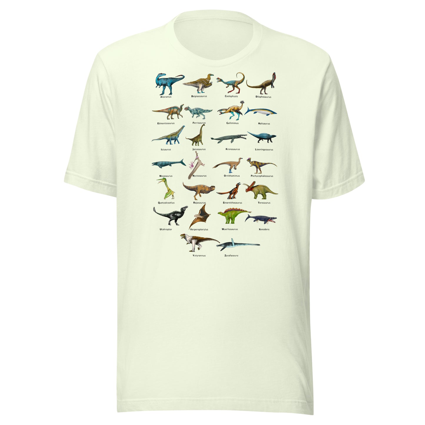 Age of Dinosaurs Alphabet Unisex t-shirt