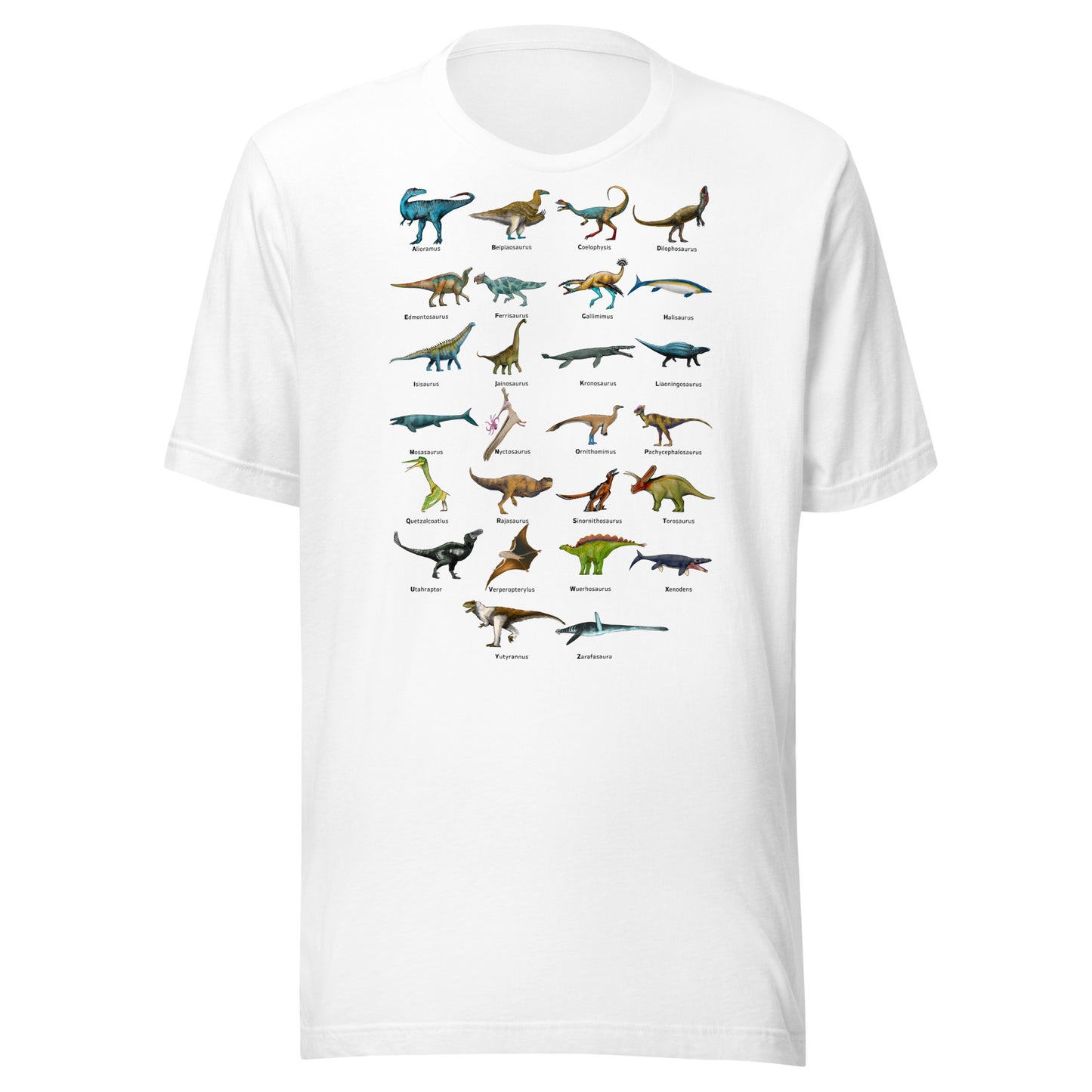 Age of Dinosaurs Alphabet Unisex t-shirt