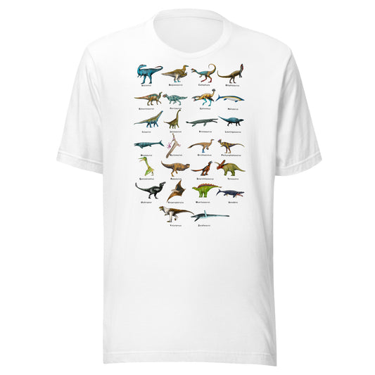 Age of Dinosaurs Alphabet Unisex t-shirt